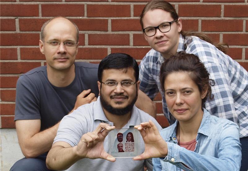 The main research team behind the inkjet-printed dye solar cell. From left to right: Janne Halme, Ghufran Hashmi, Alpi Rimppi, Merve Özkan