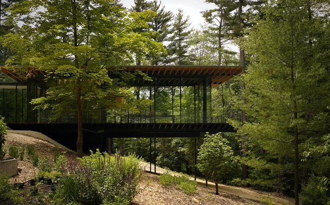 The Glass/Wood House in New Canaan, Connecticut USA. By Kengo Kuma & Associates