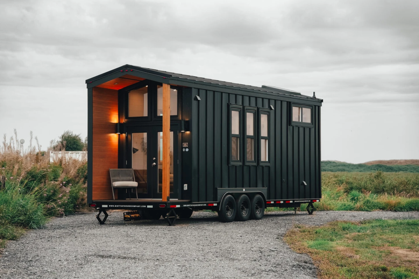 The Onyx 2630 unrolls a porch from its 30-foot tiny house