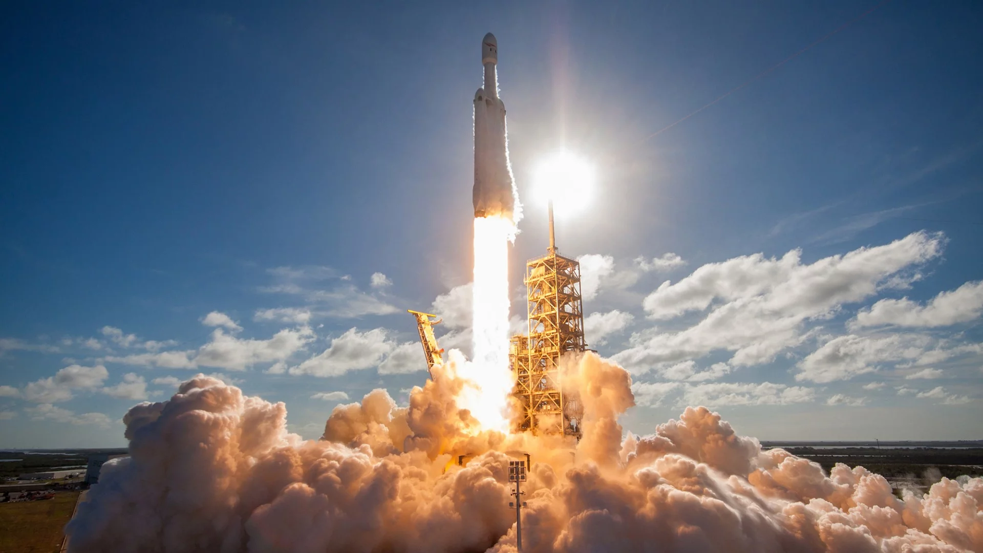 Falcon Heavy lifts off during an earlier mission