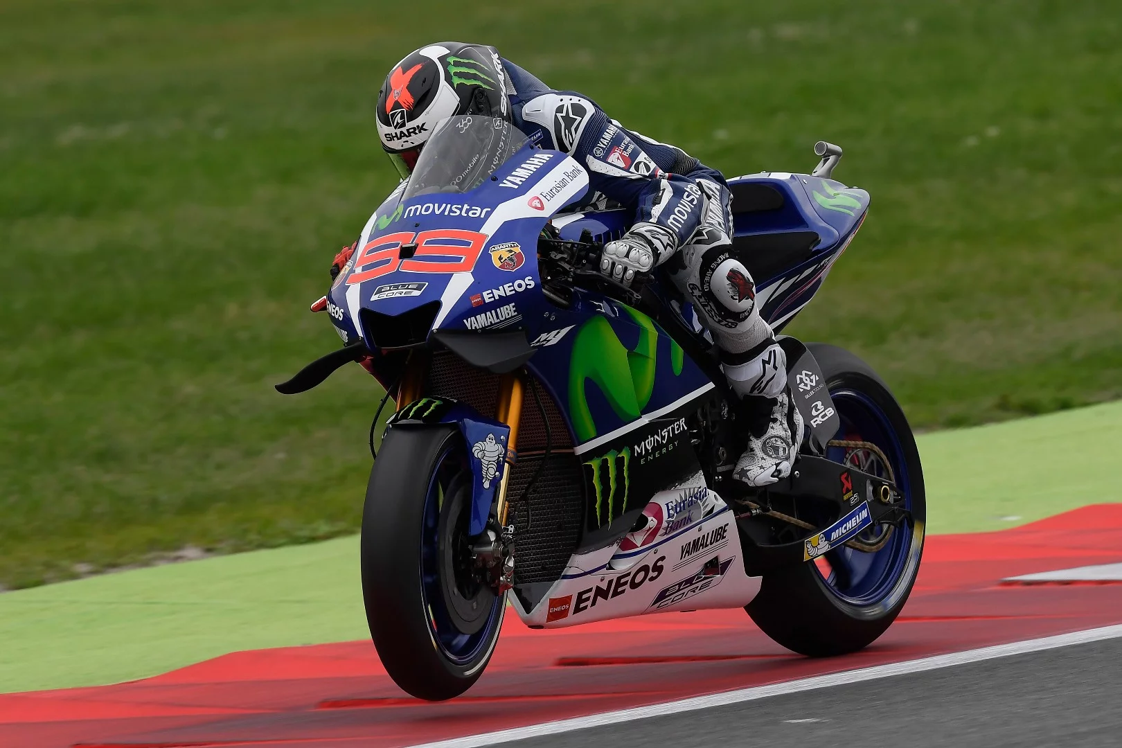 Jorge Lorenzo's riding style relies heavily on loading the front, so he has equipped his Yamaha M1 with enormous moustache-looking wings