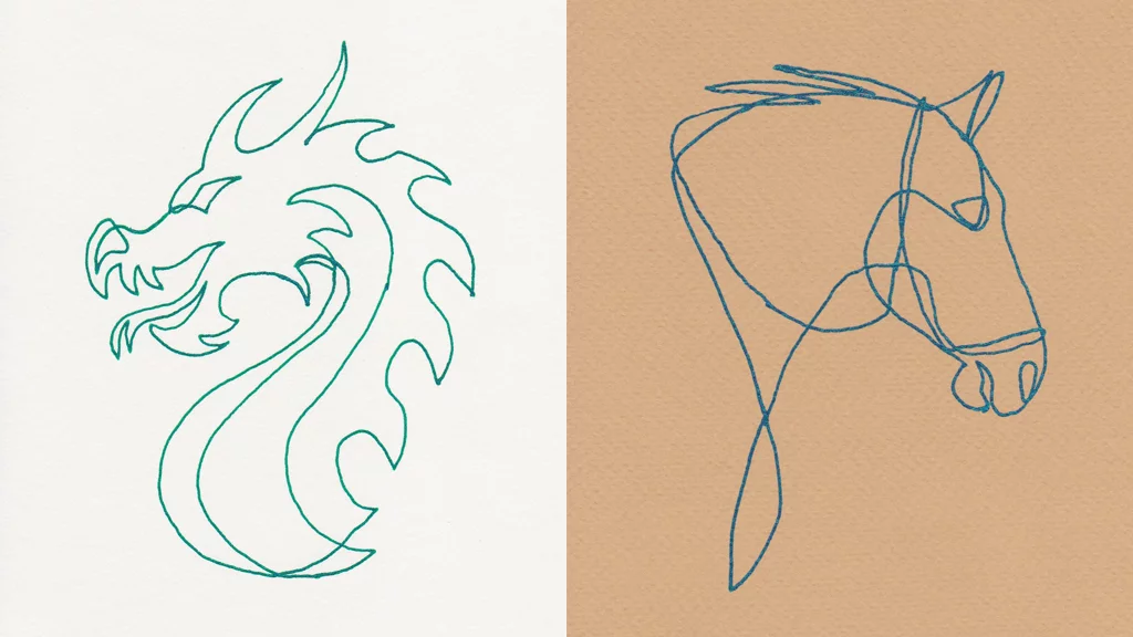 Examples of the kind of simple line drawings produced by the Drawmaton