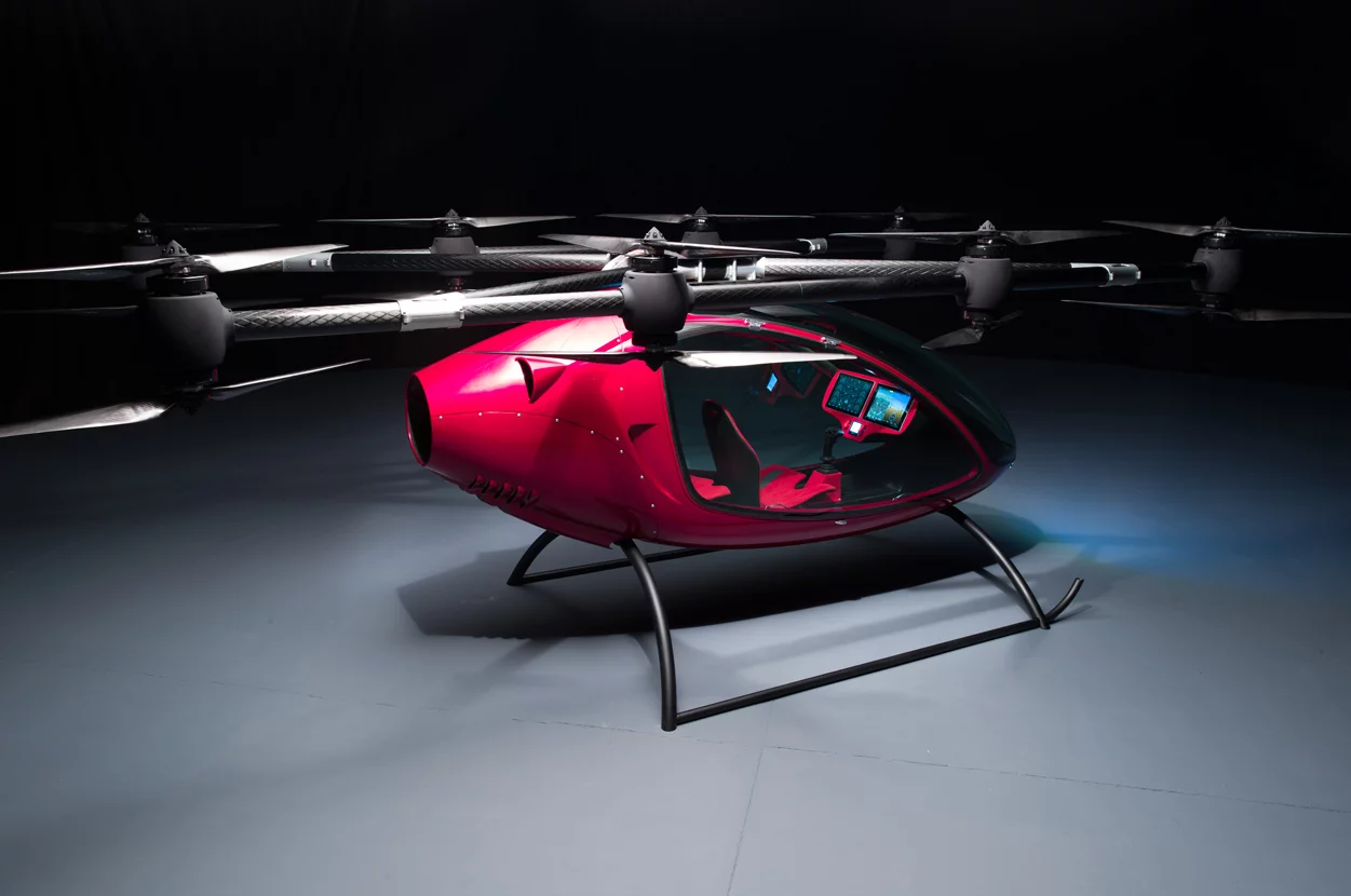 The range of the Passenger Drone is claimed to be around 20 miles (32 km/h)