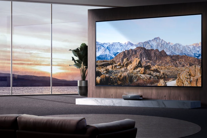 The L9G can throw 4K visuals at up to 120 diagonal inches, with Dolby Atmos immersive audio included