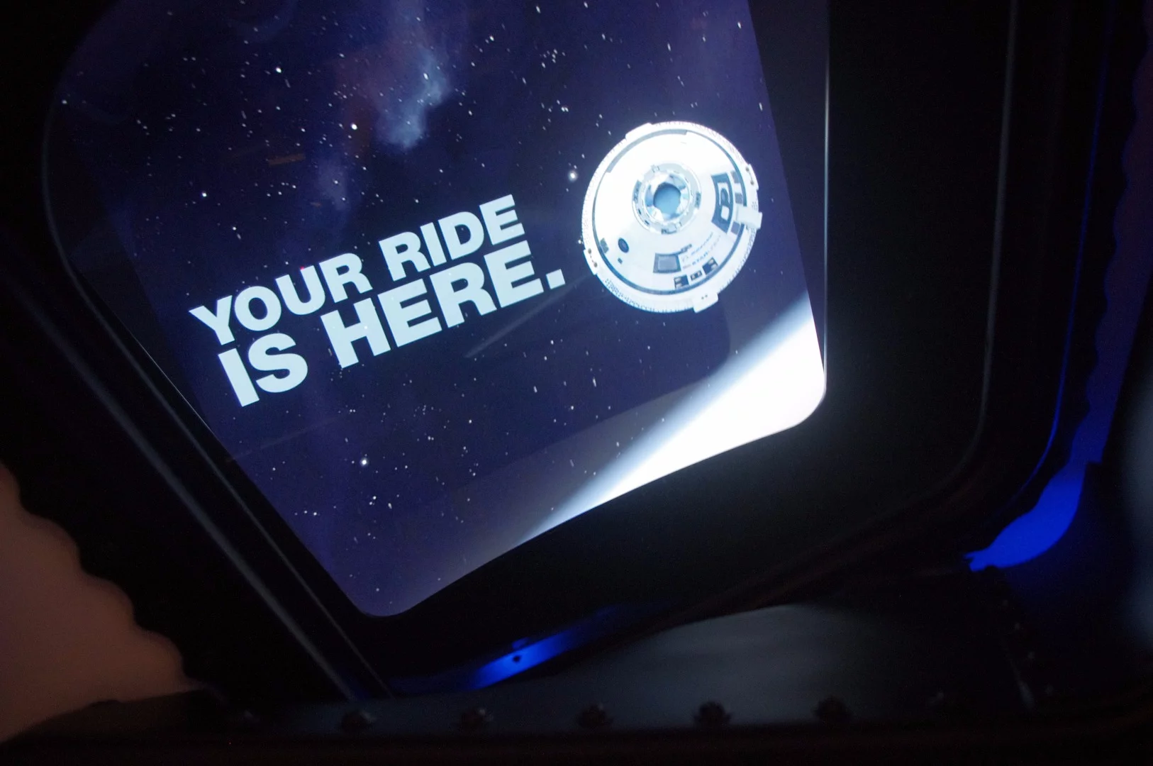 A simulated window in the Starliner exhibit at the 33rd annual Space Symposium