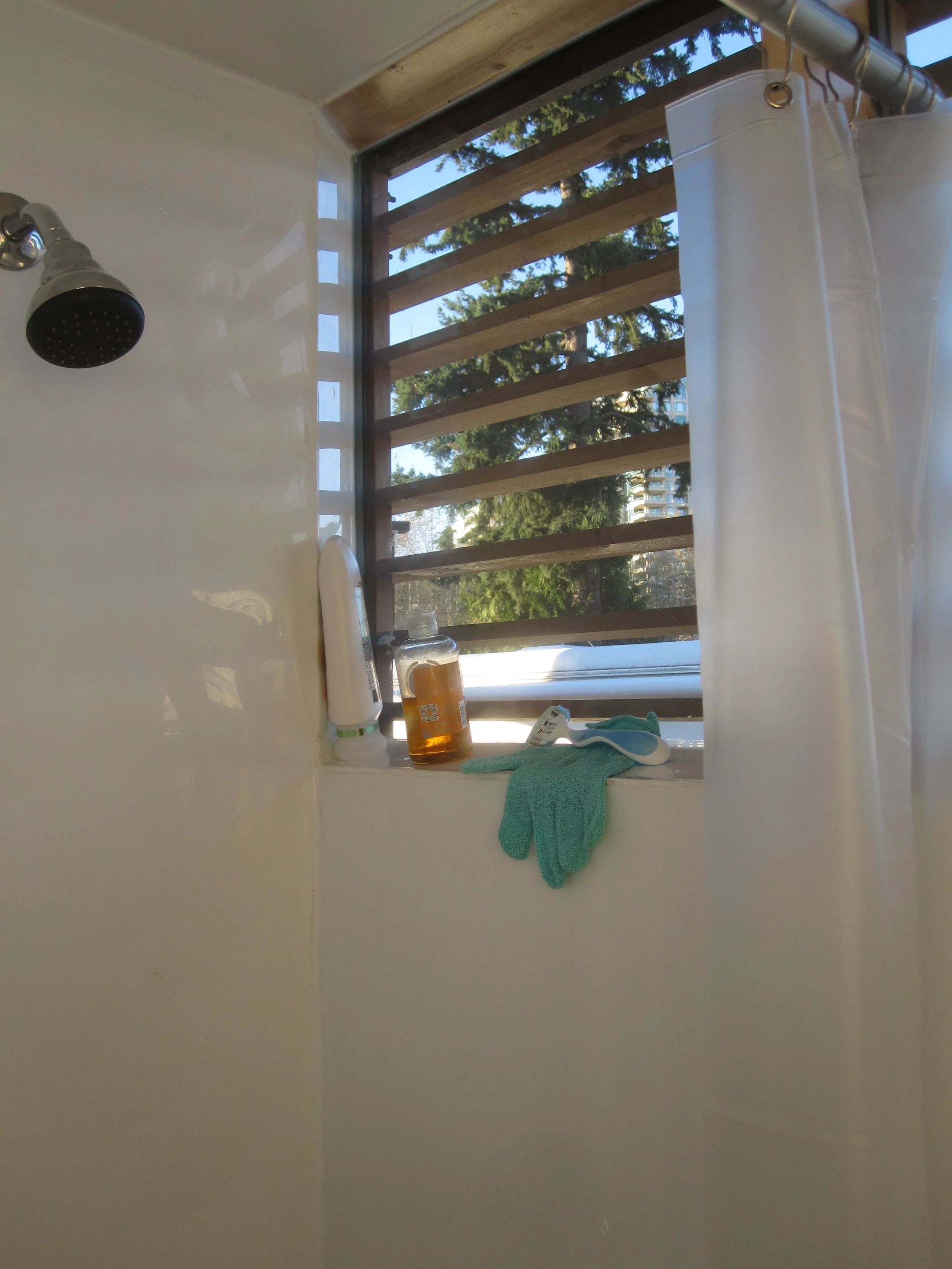 The bathroom, with shower and toilet (Photo: Isabella Mori)