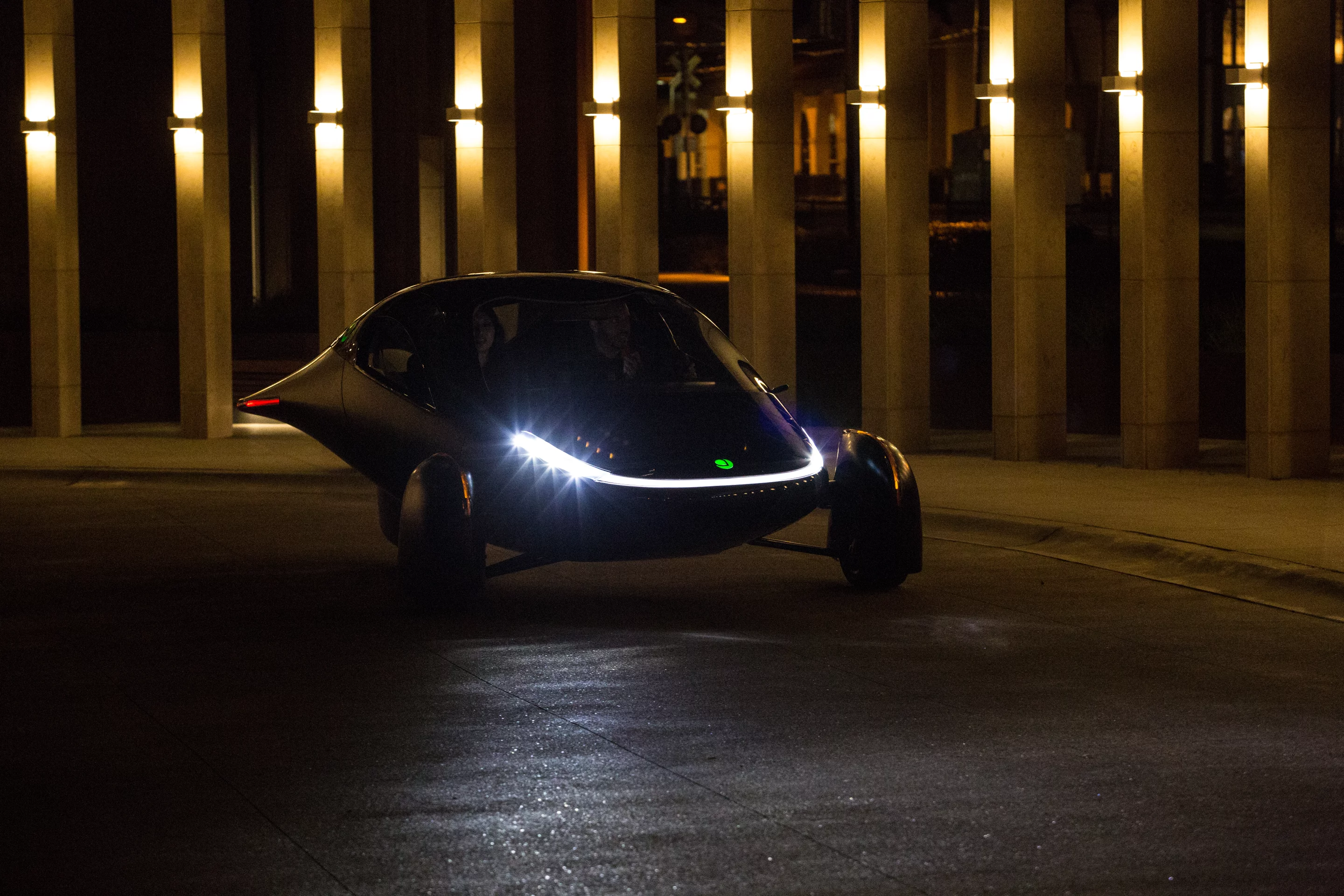 Aptera has furnished photos of its production prototype on the road... But only at night