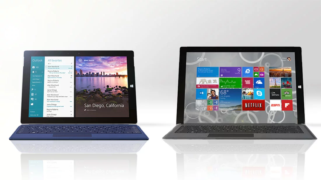 Gizmag compares the features and specs of the new Microsoft Surface 3 (left) with the more powerful Surface Pro 3