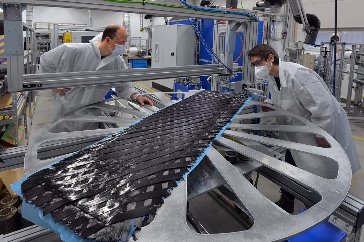 The prototype board was built utilizing a process known as Anisotropic Layer Design (ALD), which is a variation on dry fiber placement