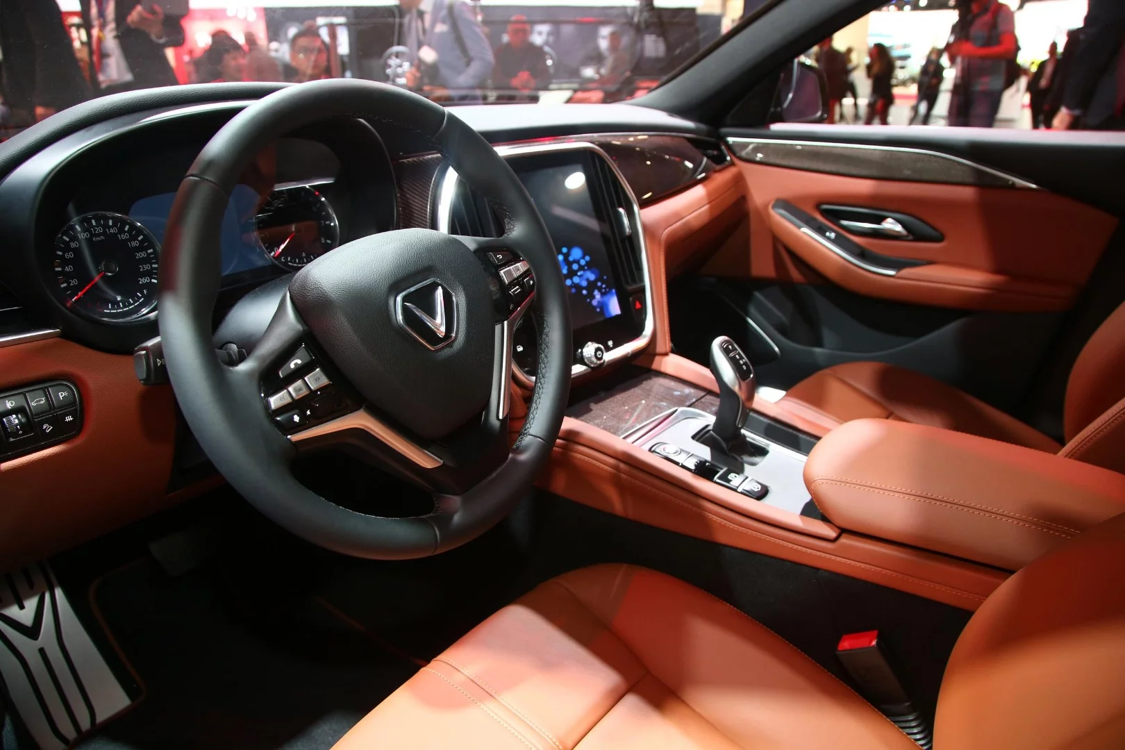 VinFast's LUX A2.0 sedan has a very nice interior with tablet-style infotainment screen