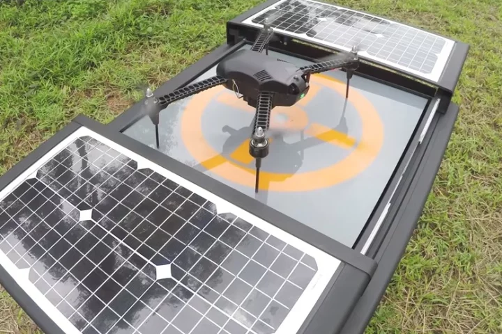 The Dronebox platform provides 24/7 autonomous capabilities to drones by supplying an automated recharging and storage station that can be left on site for many months at a time
