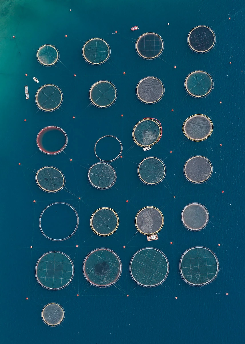 Fish farms off the coast of Greece, 2017