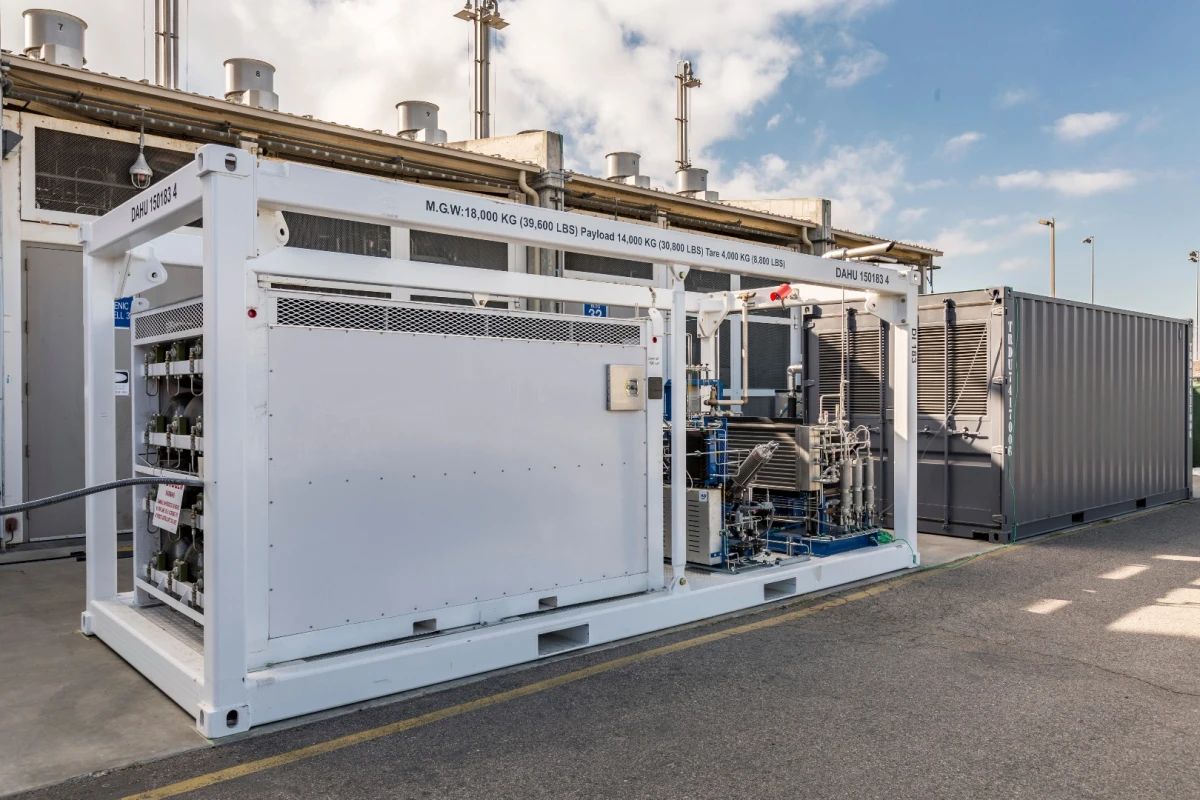 Boeing's reversible solid oxide fuel cell system in operation in Huntington Beach, California