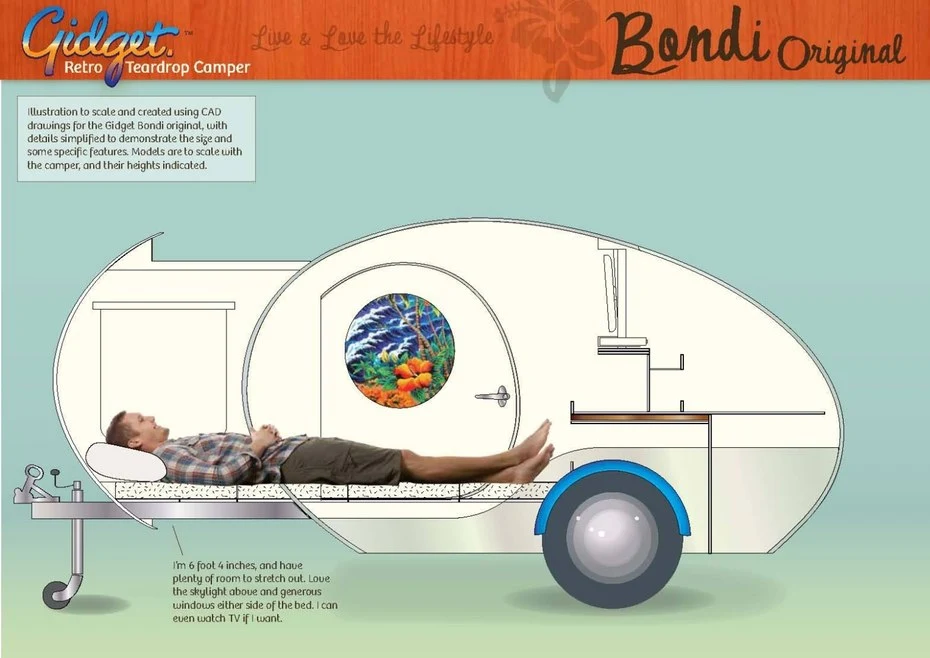 Gidget teardrop trailers pull out for more interior space