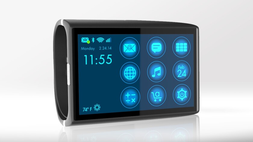The Cuff's 3-in screen gives it the largest display we've seen on any wrist-based computer