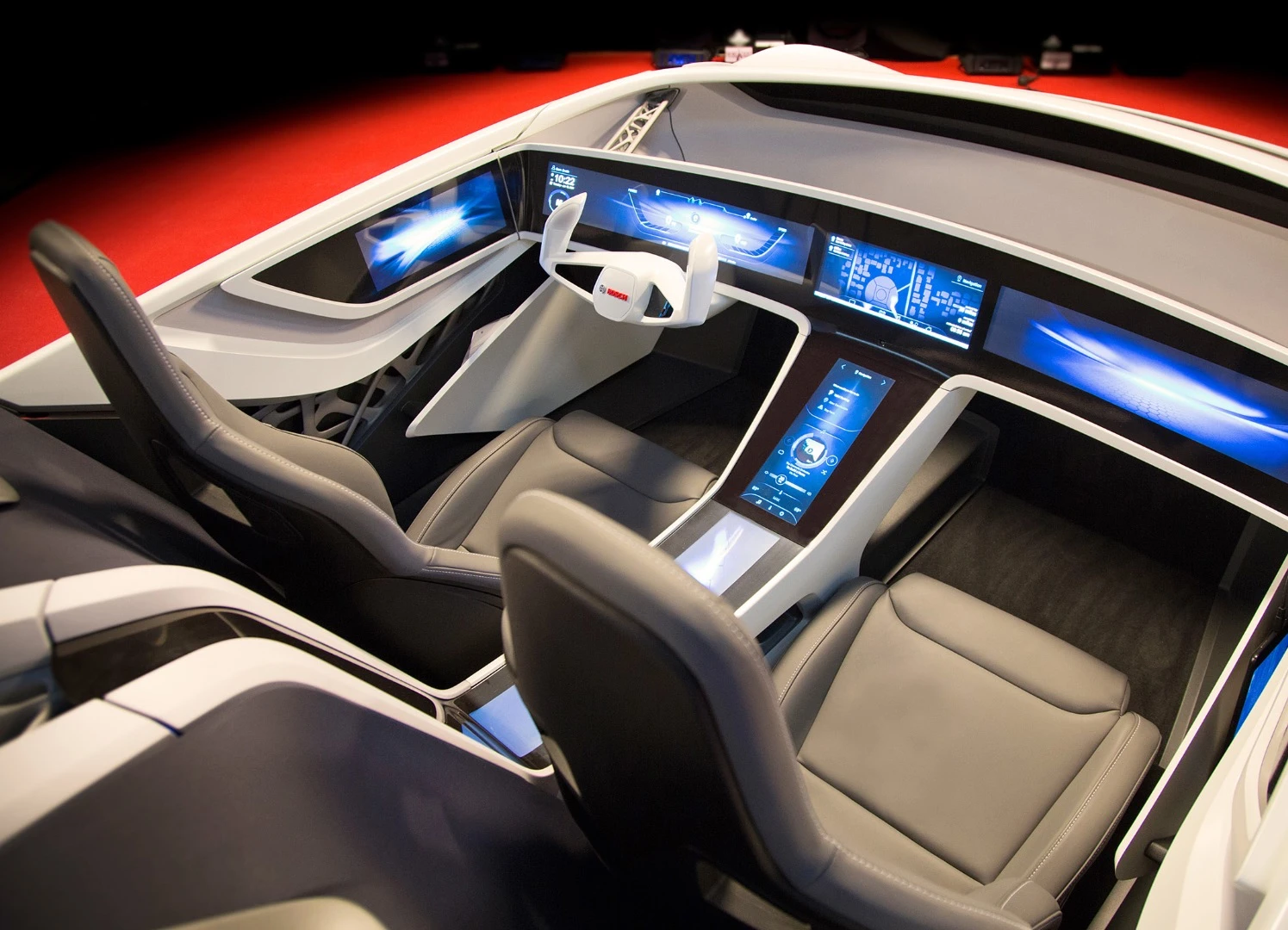 The wraparound digital display system keeps the driver apprised of all types of driving and personal information