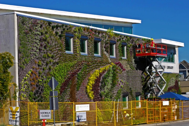 Designers have completed the largest and most biologically diverse living wall in Surrey, British Columbia
