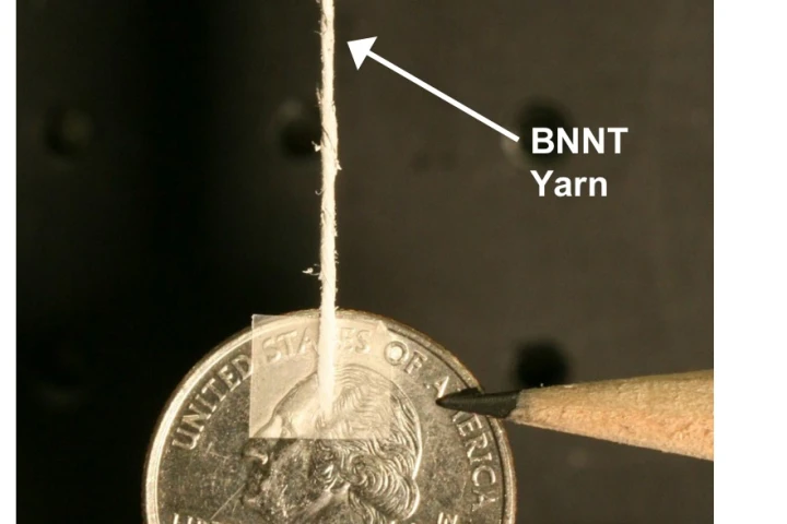 A piece of the boron-nitride nanotube yarn