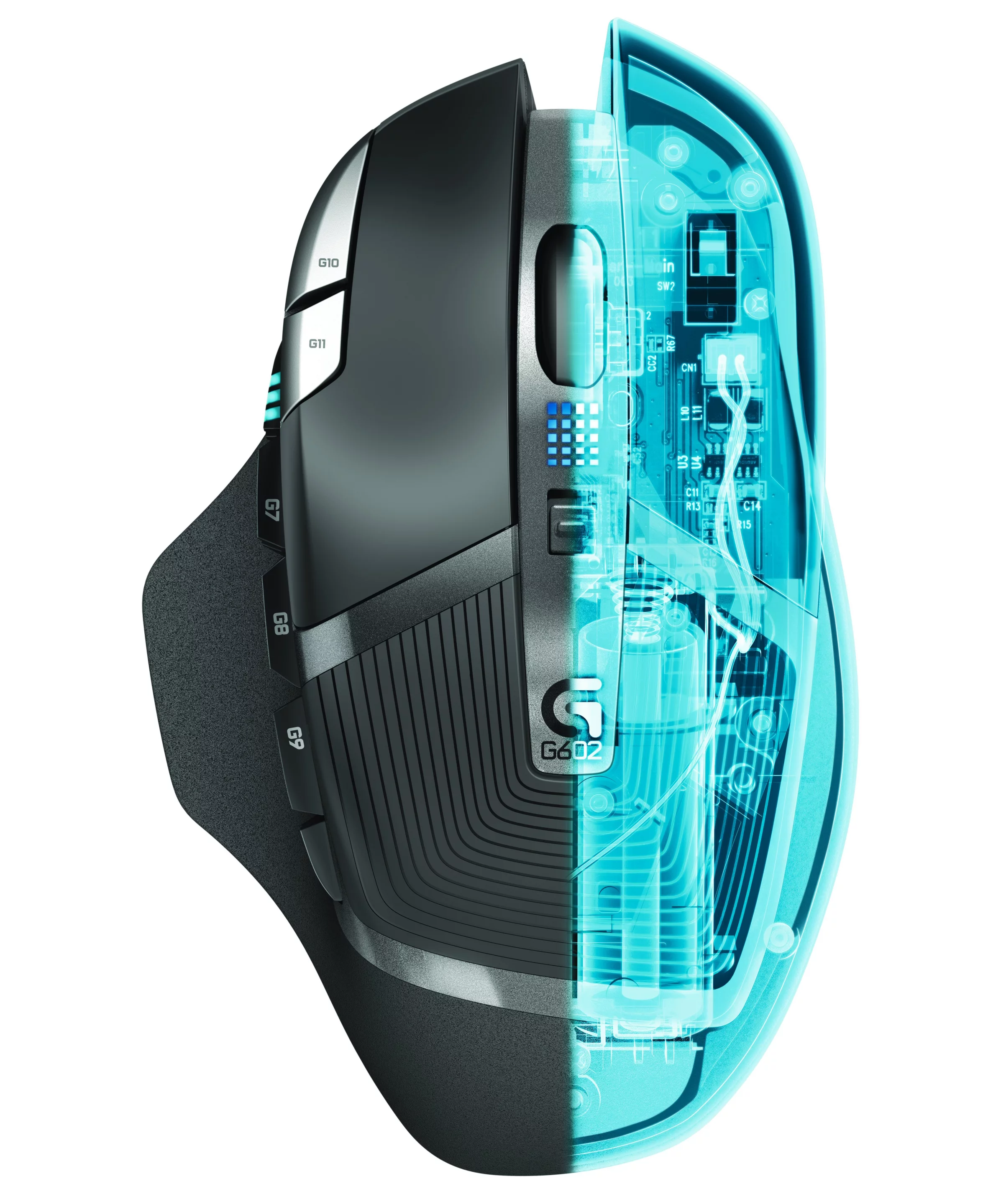 The G602 is claimed to get 250 hours of continuous use from two standard AA-sized batteries in Performance (gaming) mode, and over 1,400 hours in Endurance (non-gaming) mode