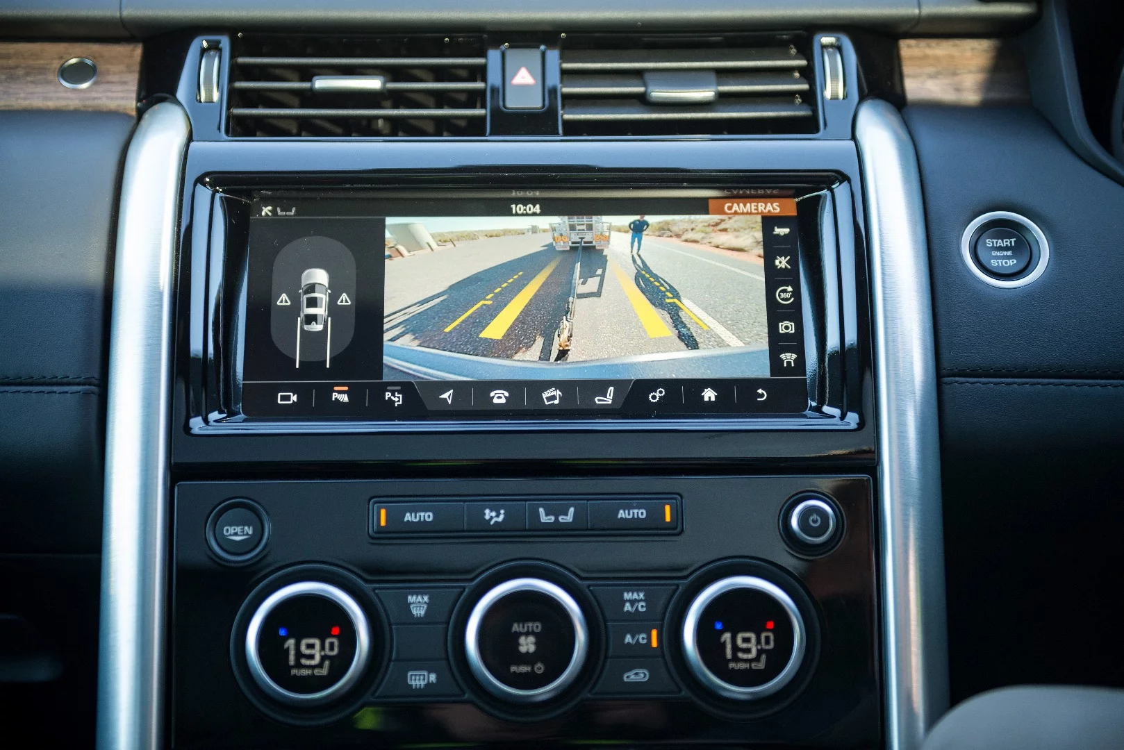 Lining up the towbar on the Discovery is aided by a camera