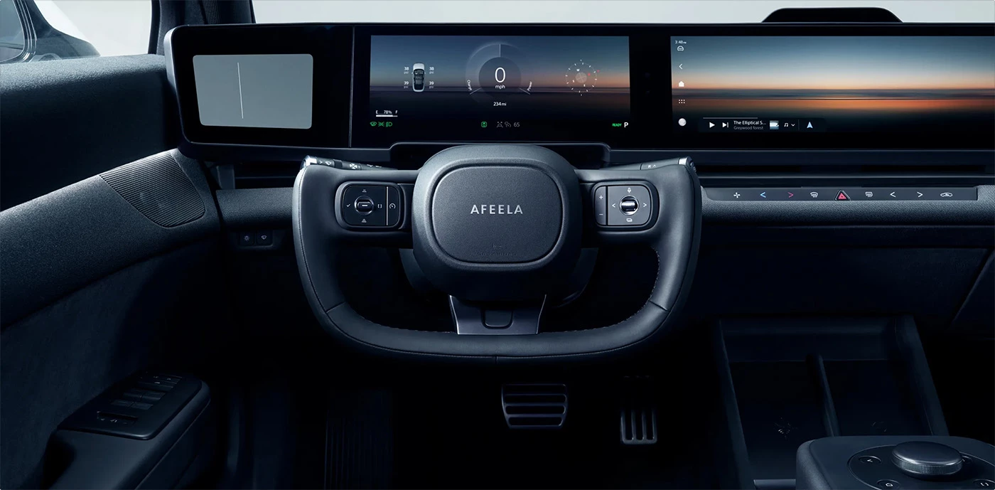 The Afeela 1 gets screens along the entire width of the dashboard, along with an AI voice assistant