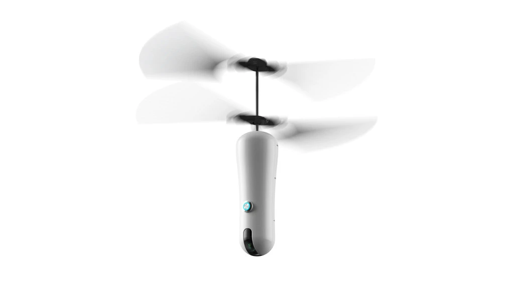 The Roam-e drone features collapsible propellors that fold in against its body for better portability