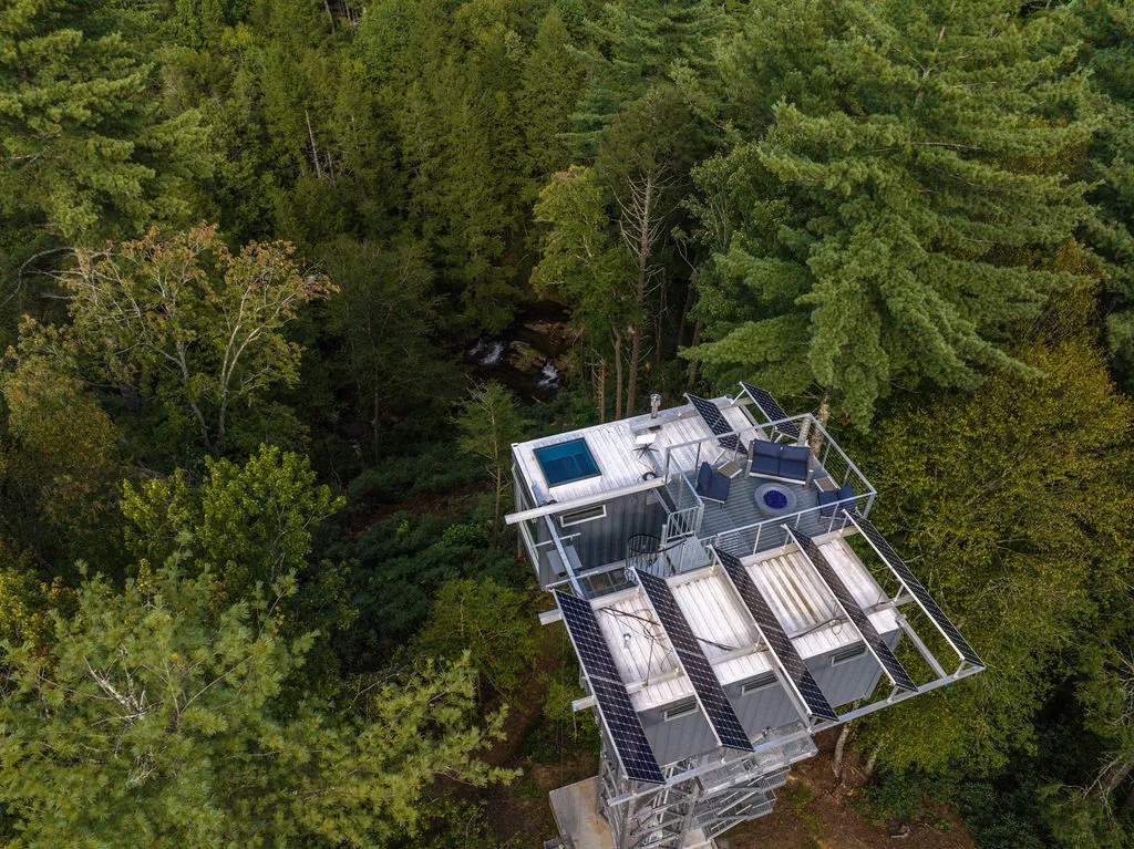 The River Forest Lookout is topped by a rooftop terrace area
