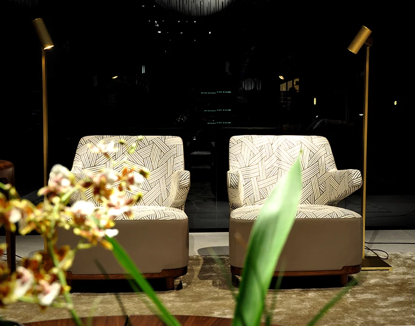 Signature armchairs with art deco textures by Giorgetti (Photo: Edoardo Campanale/Gizmag.com)