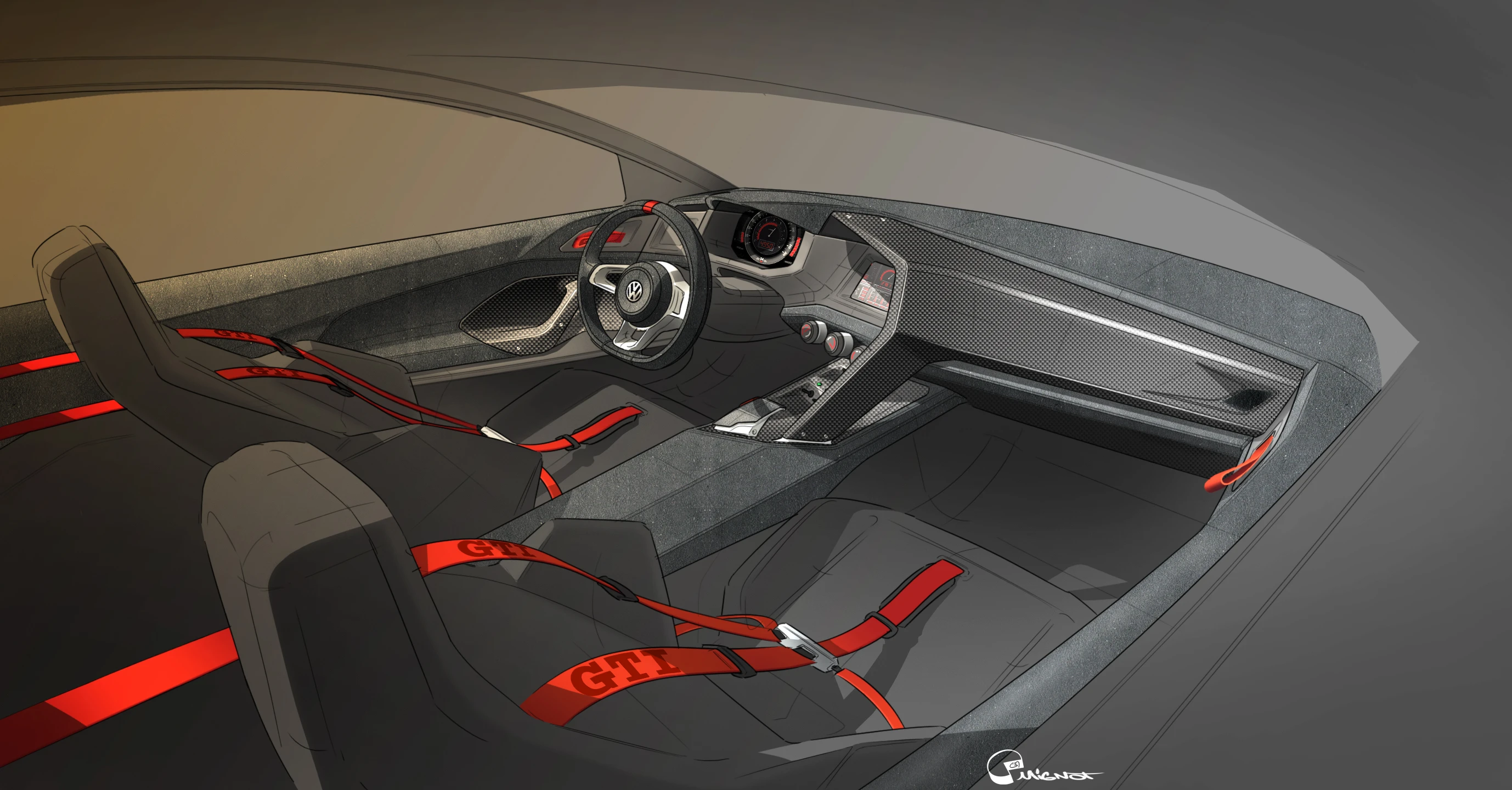The initial interior design concepts for the Design Vision GTI