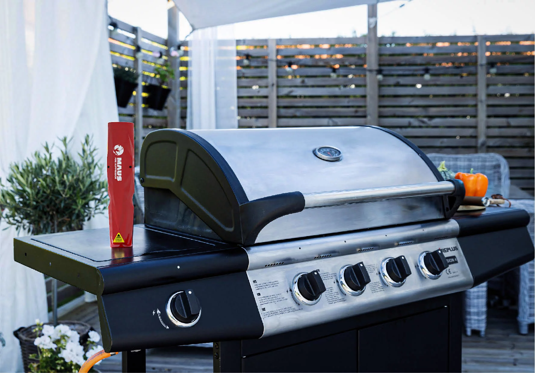 The Maus fire suppressor: super compact, zero mess or cleanup, non-toxic, breathable, and it works on a range of different fires, including those caused by lithium batteries