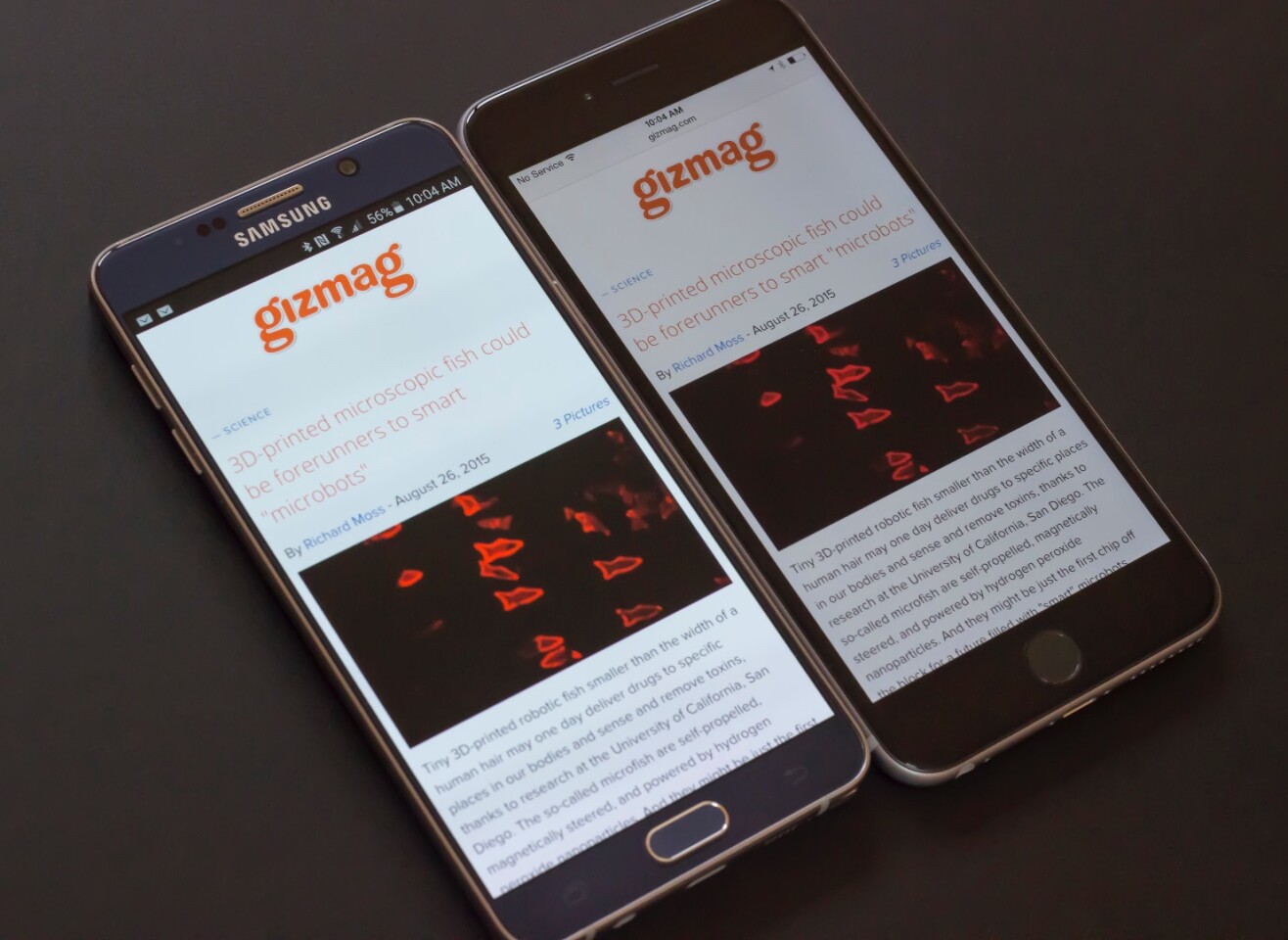 Galaxy Note 5 (left) with the iPhone 6 Plus