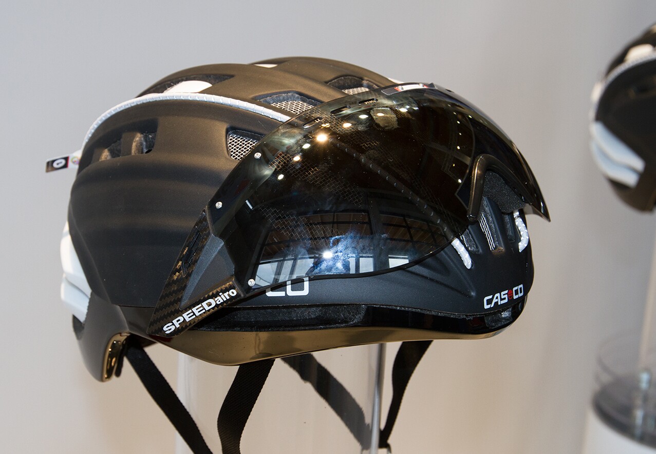 Casco's SPEEDairo helmet with SPEEDmask flip-up visor in the up position