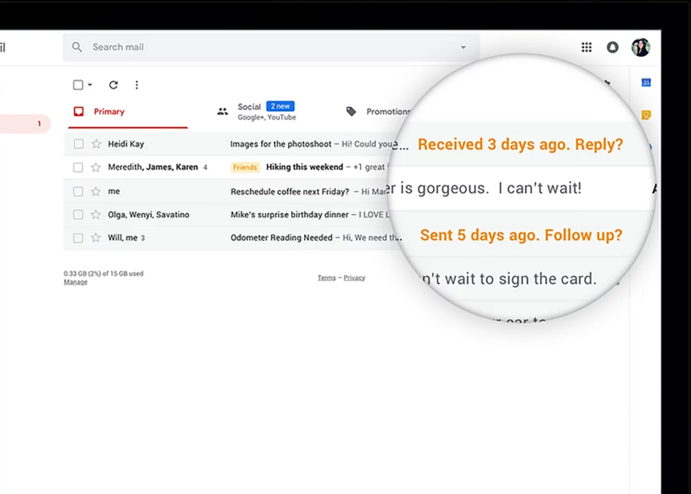 Gmail will nudge you to respond to important messages you haven't got round to