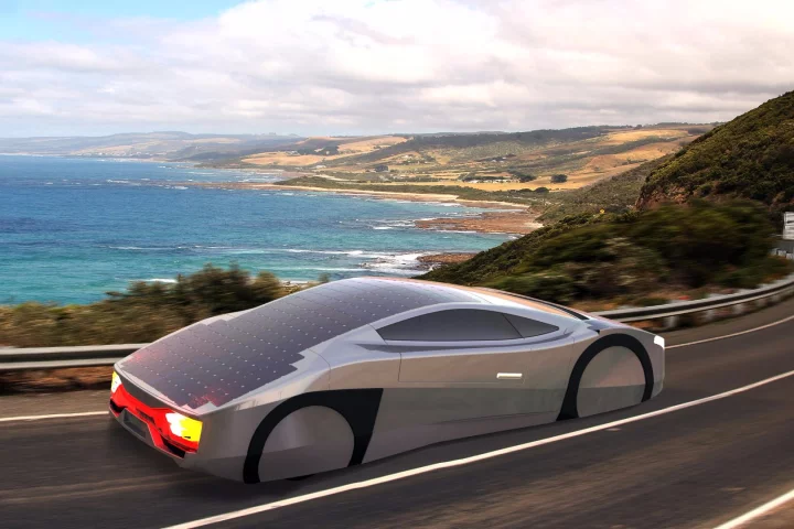The Immortus is so light and aerodynamic, has such a light footprint on the road and so many built-in solar panels, that it is designed to drive for an unlimited range on a sunny day