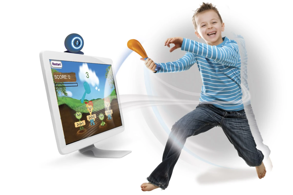 iCam uses a webcam and colored controllers for motion controlled learning fun