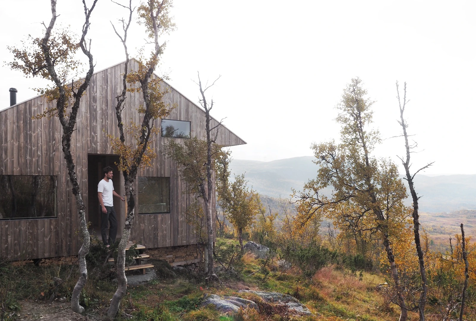 The steps leading into Cabin Ustaoset derive from the pre-existing cabin
