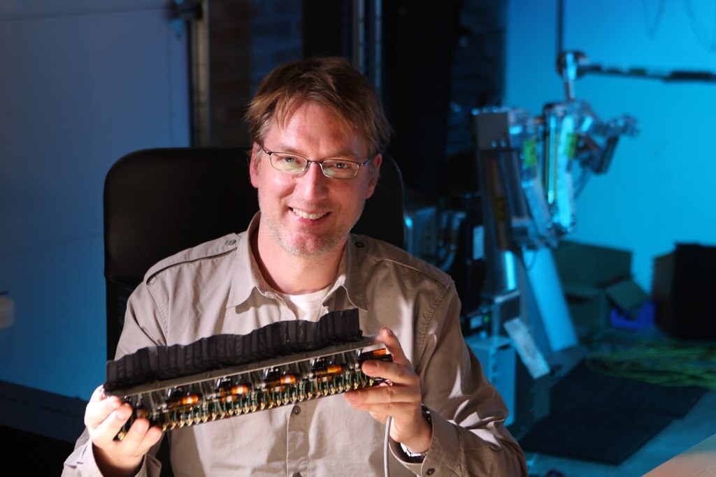 Dr. Malcolm MacIver with his GhostBot (Photo: Northwestern University)