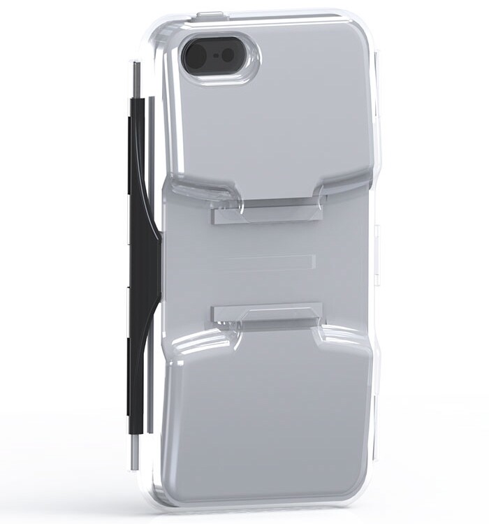 The Hero's included mount can be easily clicked in and out of a receptacle on the back of the GoRigIt, allowing the camera and case to become one composite unit as needed