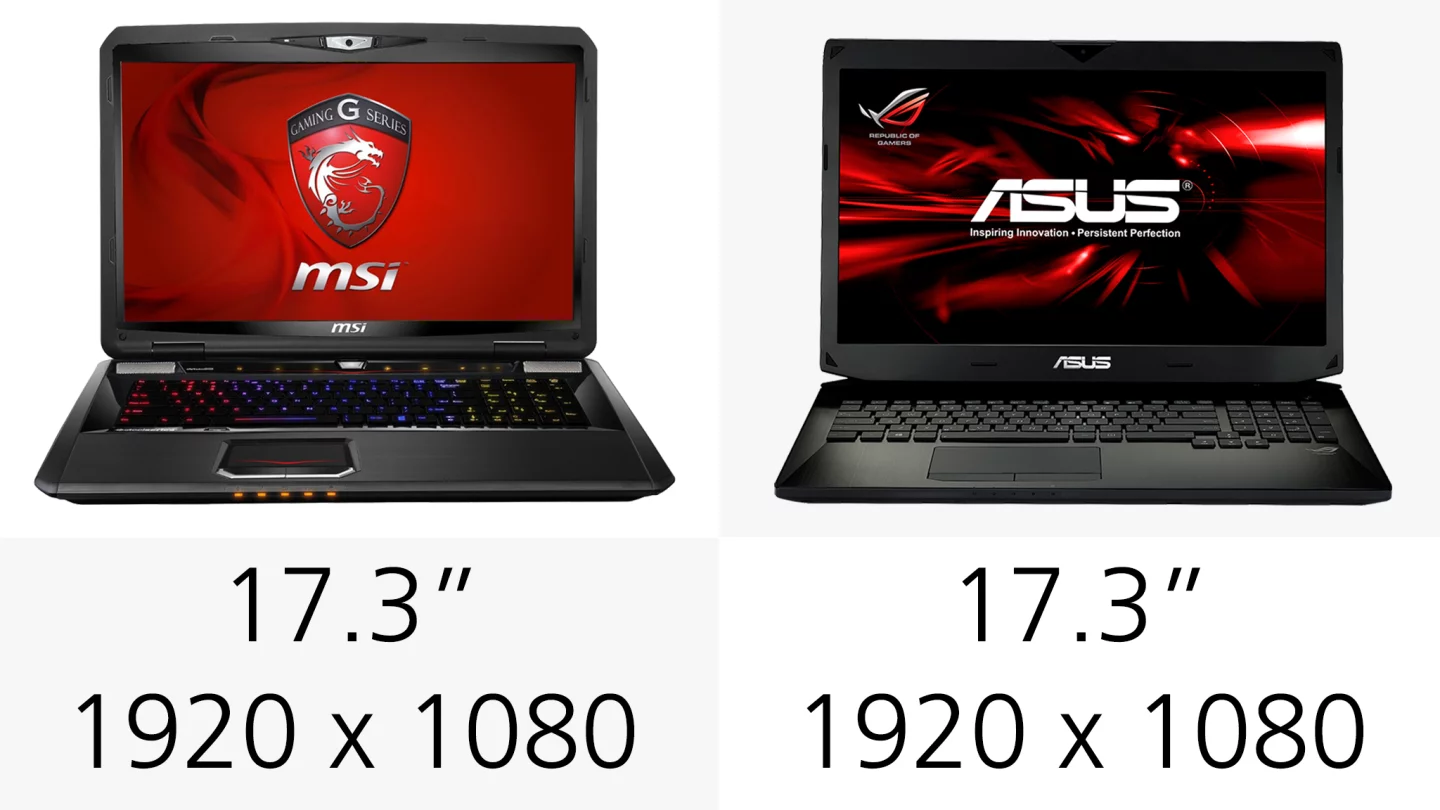 The two laptops have identical screen sizes and resolutions
