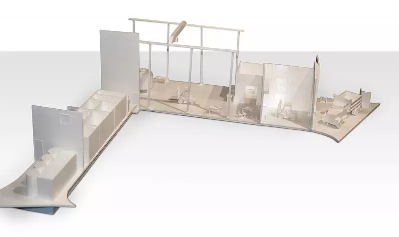 A model of the Stawell Underground Physics Laboratory – the dark matter detector would be located at the junction of the two wings