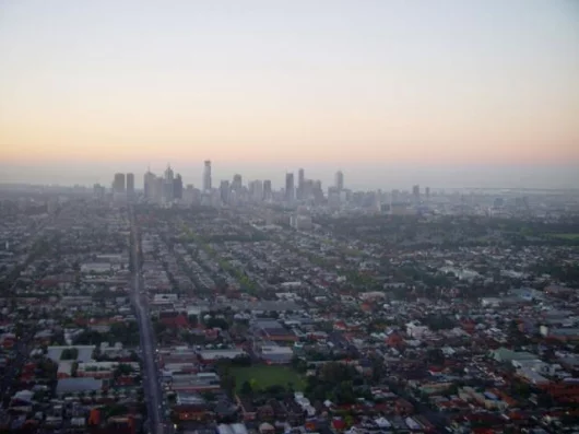 Melbourne as we approach it from the North