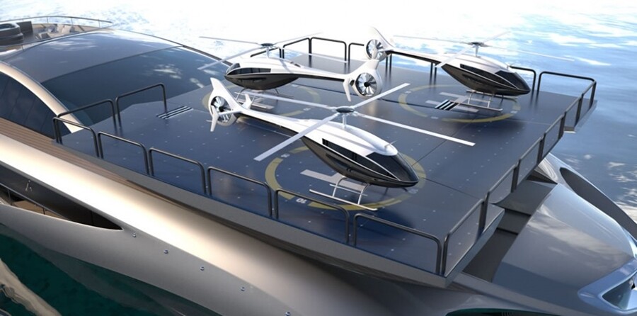 The Xhibitionist's platform has space for three helicopters (Image: Nedship / Eduard Gray)