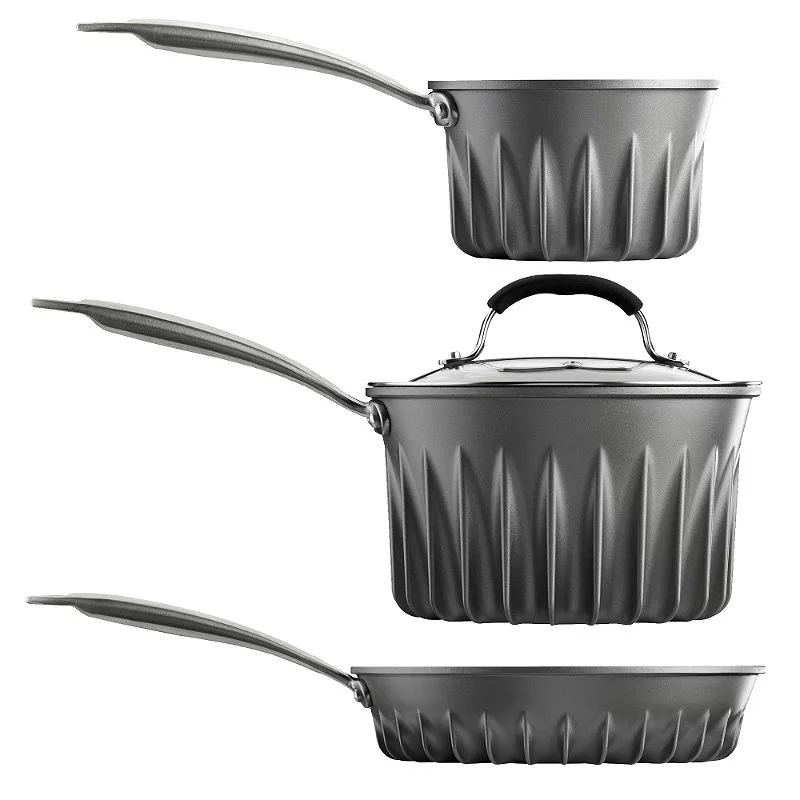 The available in a variety of sizes, all of which feature a cast aluminum body with stainless steel handles and fins