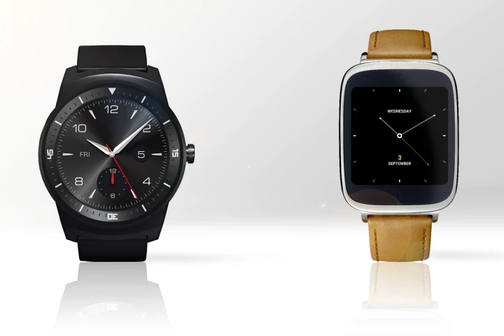 Gizmag compares the features and specs of the LG G Watch R (left) and Asus ZenWatch