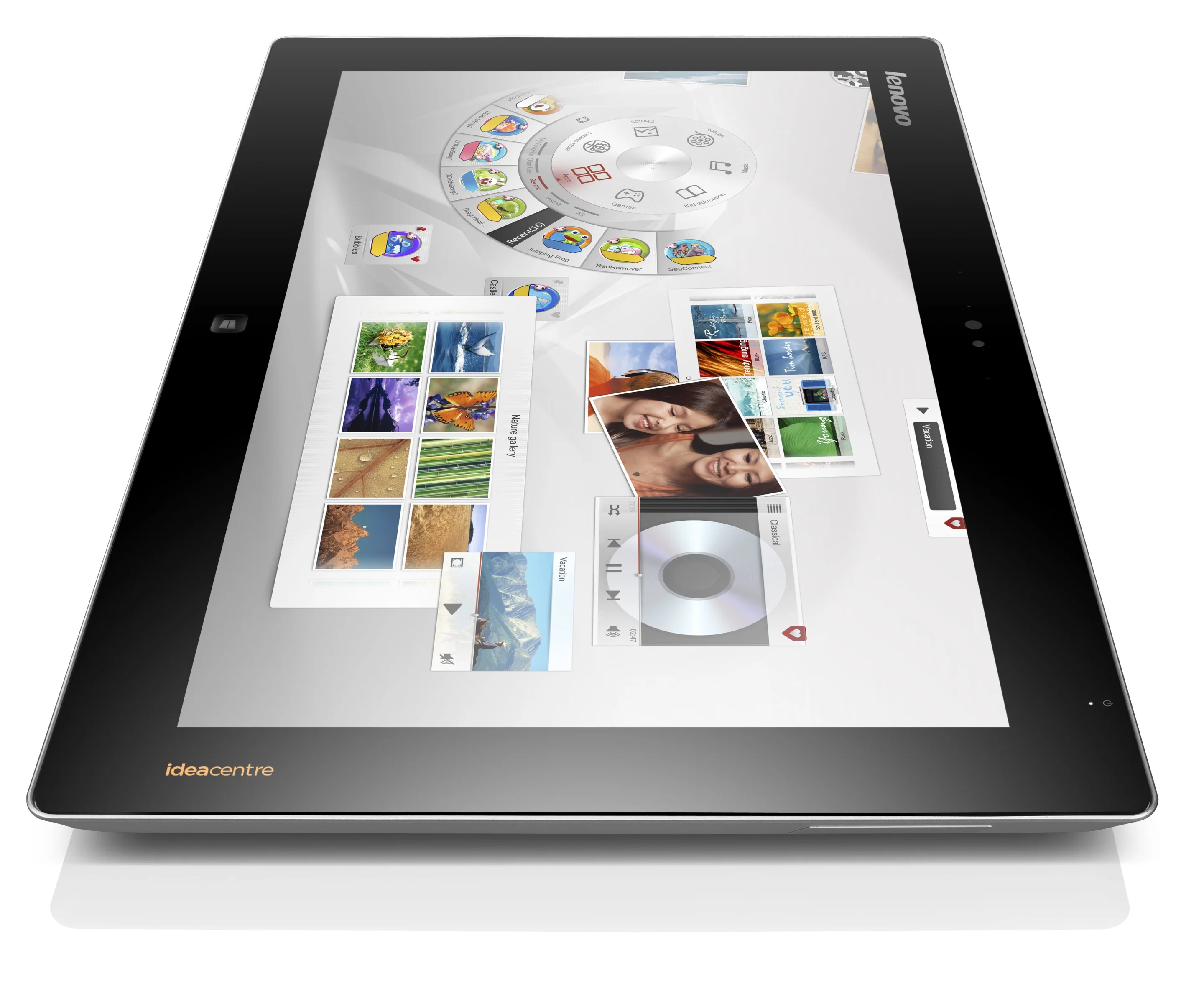 Lenovo's Aura interface makes it possible for two or more users to access different photos, video or music on the same screen at the same time