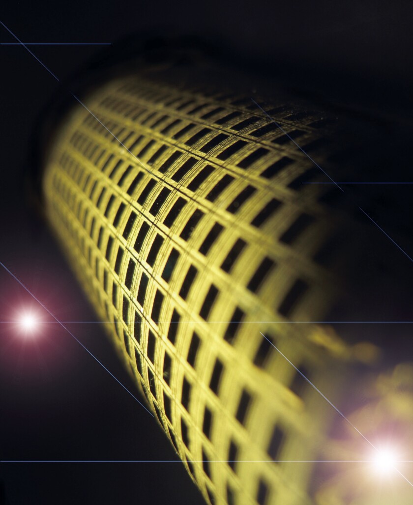 An e-skin device concept, each dark square representing a single pixel