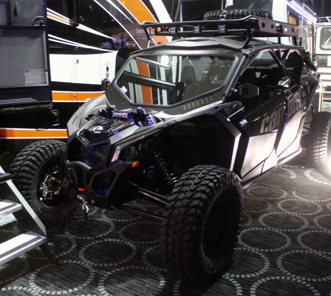 We're not sure that a Can-Am side-by-side is a necessary tailgate accessory, but the Cyclone does have a toy garage, so why not ...