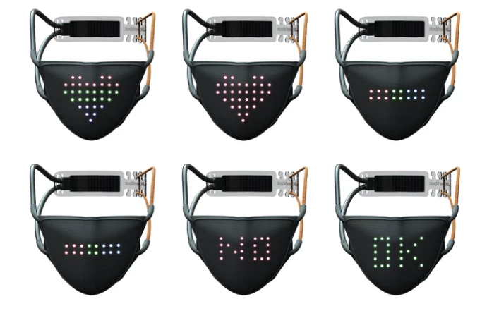 Along with a smile, the JabberMask Pro can display different emojis, words or symbols using the app