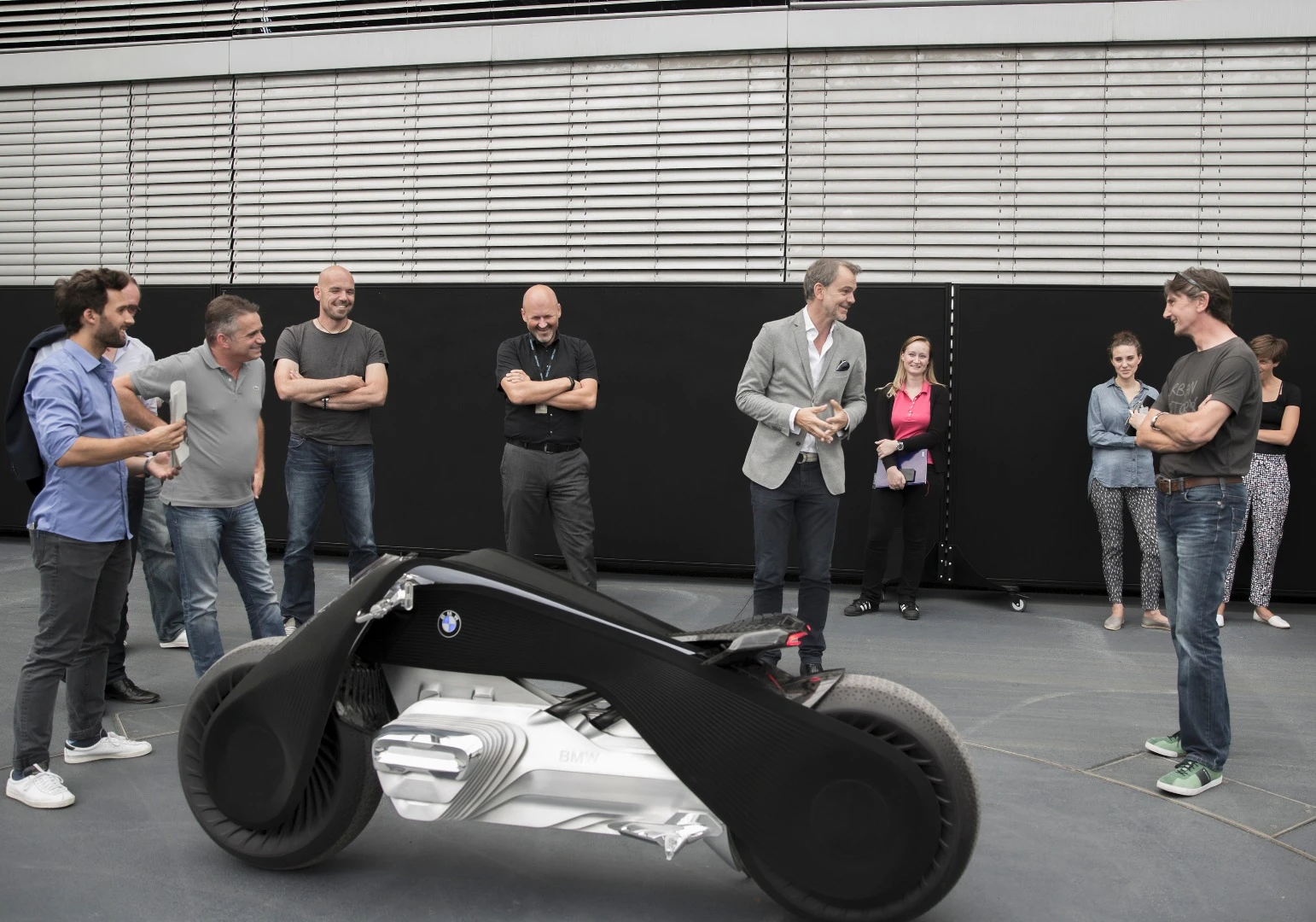 The BMW Motorrad Vision Next 100 is on display in Los Angeles at the Iconic Impulses: BMW Group Future Experience exhibition