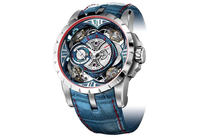 The Excalibur Quatuor Cobalt MicroMelt has a quadruple balance movement